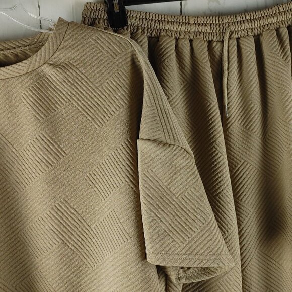 Shein Curve Plus Size 4XL Tan Textured 2pc Outfit Pant Set - Picture 2 of 15